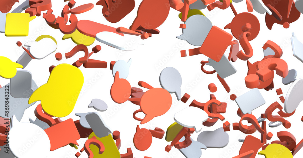 Poster 3D rendering flying email icon and web flying