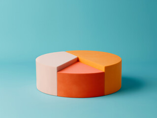 Colorful 3D Pie Chart with Four Segments on Blue Background for Business Data Visualization