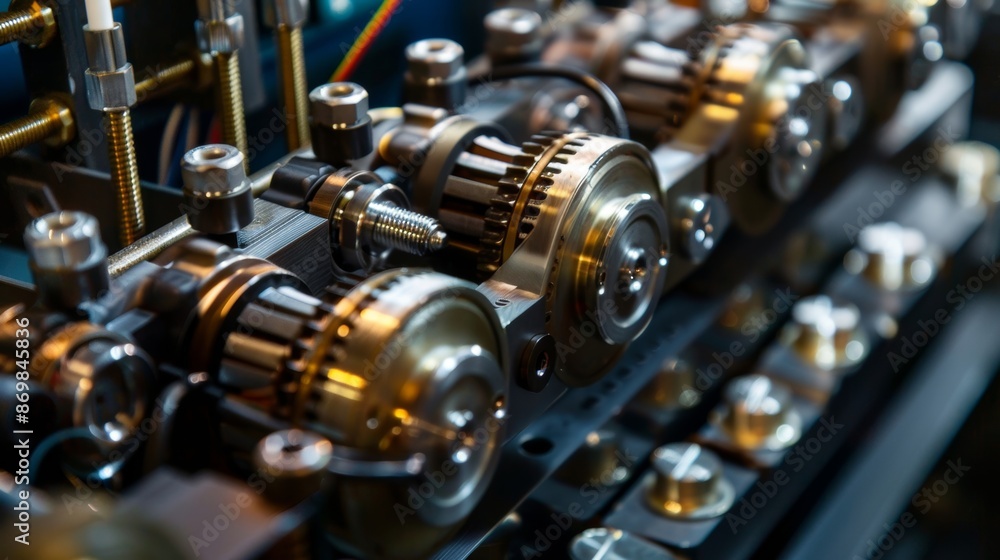 Poster detailed view of the dispensers internal mechanism with gears and wires visible working to accuratel