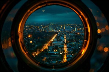 Title: Illuminated Cityscape on Globe Against Dark Background