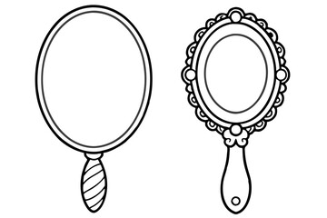 Hand drawing mirror line icon on white background