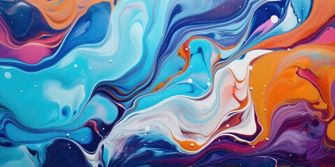 Fine intricate marble like flows of colorful paint with wavy basic structure background