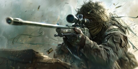 Urban Sniper with Rain Effects