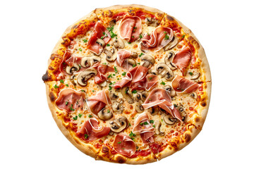 Delicious Italian pizza topped with mushrooms, bell peppers, and spinach, perfect for a healthy meal.