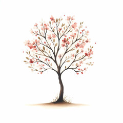 Naklejka premium watercolor painting of floral trees, indoor plants and ornamental grass 