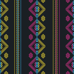 Mexican seamless pattern. Cambaya fabric. Latin American colorful textiles. 