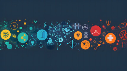 Obraz premium Abstract medical background with flat icons and symbols designed 