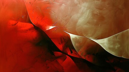 Naklejka premium A painting with a vibrant red-gold scheme and a stark black-white border at the bottom, captured in detail