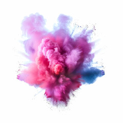 Fototapeta premium Colored powder explosion. Abstract closeup dust on backdrop. Colorful explode. Paint holi, Freeze motion of color powder exploding on white background.