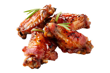 Delicious crispy Maple Bacon chicken wings garnished with fresh cilantro, great for appetizers or main meals.