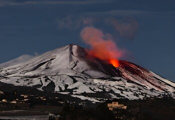 A view of Mount Etna in Sicily in Italy