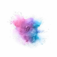 Colored powder explosion. Abstract closeup dust on backdrop. Colorful explode. Paint holi, Freeze motion of color powder exploding on white background.