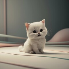 A close-up photo of a fluffy cat, capturing its gentle, curious gaze. 