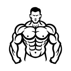 muscle icon or modern line symbol. Vector line art and icon design with bold outline. Black and white Pixel Perfect minimalistic symbol isolated white background. Silhouette simple thin sign