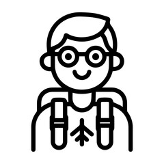 passenger icon or modern line symbol. Vector line art and icon design with bold outline. Black and white Pixel Perfect minimalistic symbol isolated white background. Silhouette simple thin sign