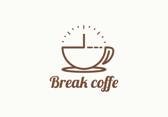 logo of a cup of coffee with a clock symbol