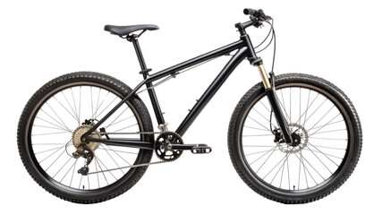 Obraz premium Black mountain bike for off-road cycling isolated on transparent background