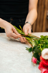 the florist collects a bouquet