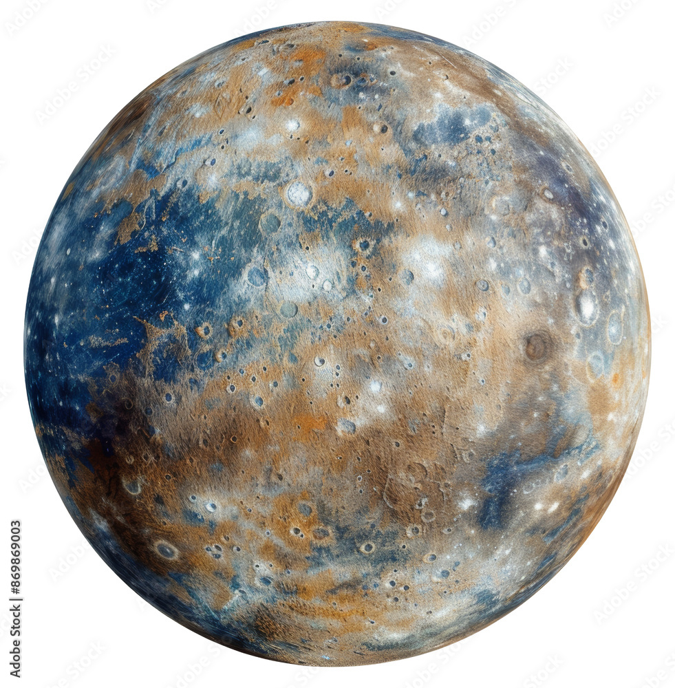 Wall mural mercury planet with cratered surface isolated on transparent background