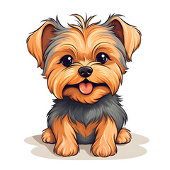 Happy Yorkshire Terrier clipart sitting on white background