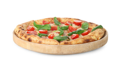 One delicious Margherita pizza isolated on white