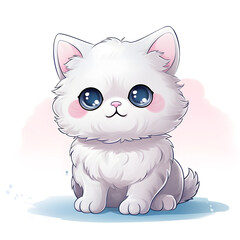 Selkirk Rex Cat illustration on white background