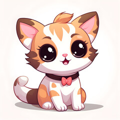 Super cute Calico Cat illustration on a light background