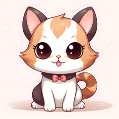 Super cute Calico Cat illustration on a light background