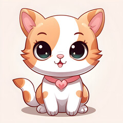 Super cute Calico Cat illustration on a light background