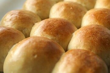 Closeup view of many delicious dough balls