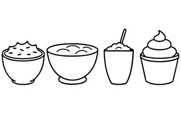 Yogurt Line Art Food Stylish and Modern Drawing Illustrations