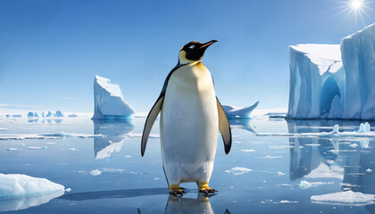 Naklejka premium penguin on ice