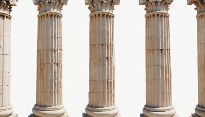 Naklejka premium remains of columns from the Roman Empire, isolated white background. 