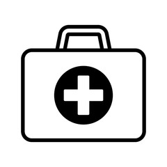 Obraz premium First aid box icon, medical briefcase icon.