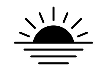 Sunset icon, sunrise icon. Sun, rise symbol. Morning icon.