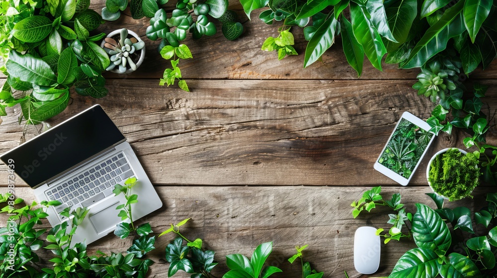 Poster technology and nature are merging to create a greener future. we can use computers to reduce energy 