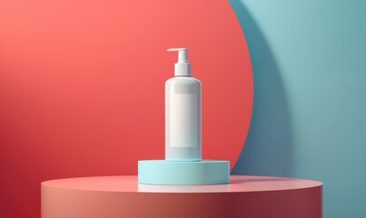 High-End White Skincare Product on Circular Podium with Gradient Background