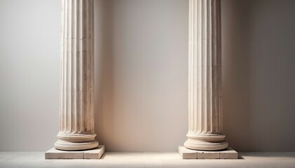 remains of columns from the Roman Empire, isolated white background. 
