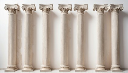 Naklejka premium remains of columns from the Roman Empire, isolated white background. 