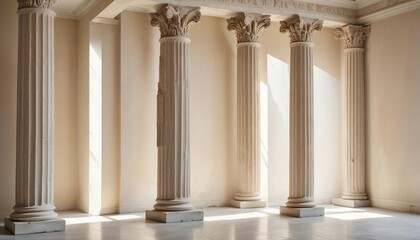 Naklejka premium remains of columns from the Roman Empire, isolated white background. 