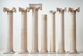 Obraz premium remains of columns from the Roman Empire, isolated white background.
