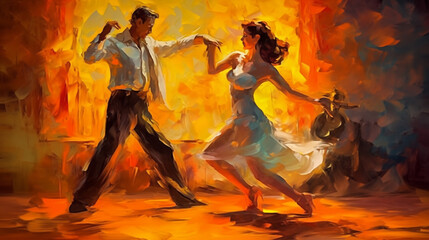 Abstract artistic background. Vintage illustration, figures, golden brushstrokes. Textured background. Oil on canvas. modern Art.