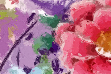 Oil paintings and various flowers, lotus leaves, lotus flowers, fish, roses, peonies, butterflies, cranes, chrysanthemums, all beautiful