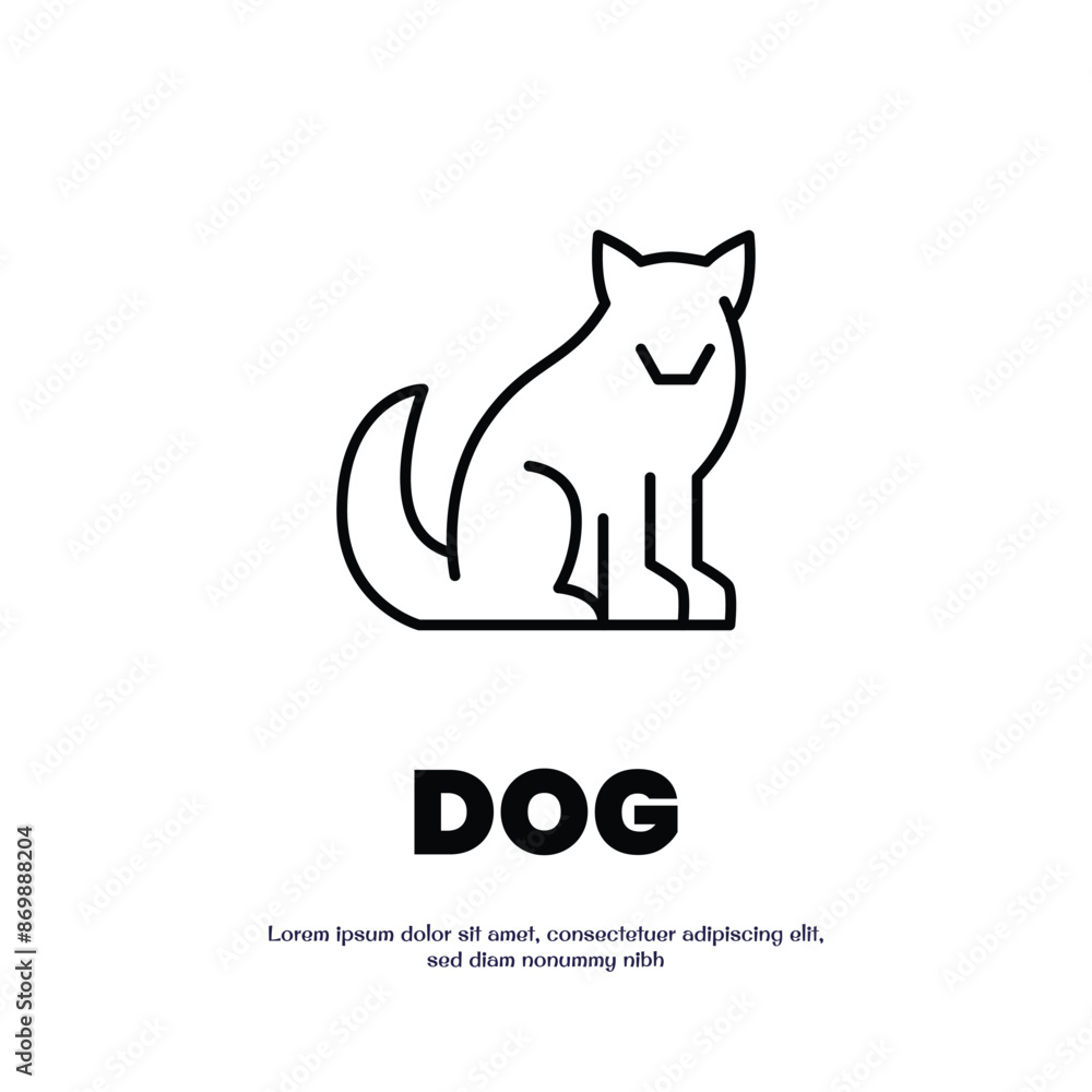 Poster dog thin outline icon vector design good for web or mobile app