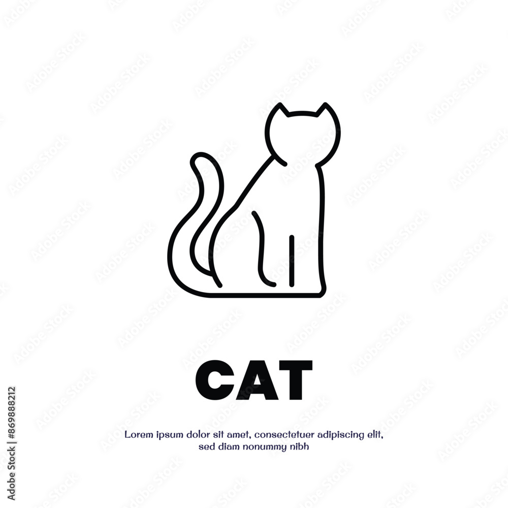 Poster cat thin outline icon vector design good for web or mobile app