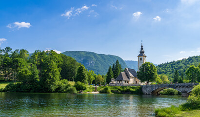 il paese di Ribčev Laz, sul lago di Bohinji, Slovenia 