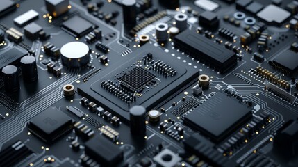 Topdown closeup of a smart window sensor showing the intricate circuitry and miniature sensors within the compact device.