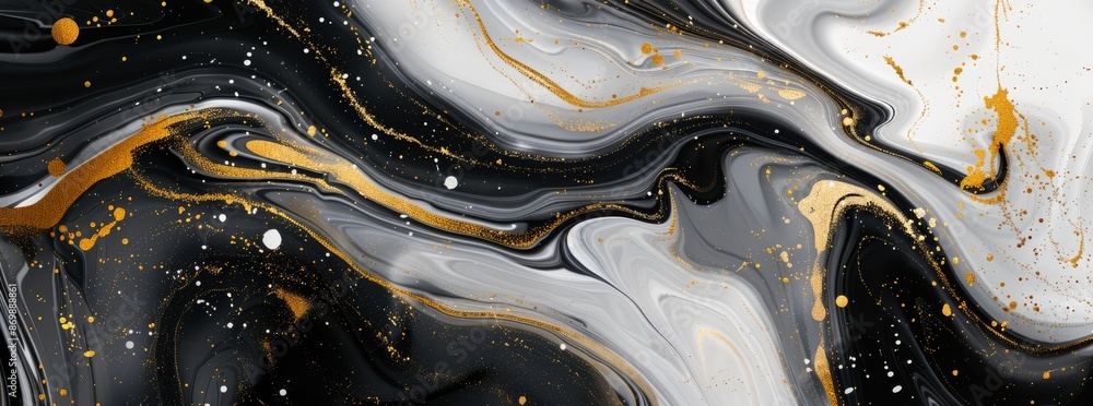 Poster this elegant background features a luxurious black and gold marble texture with flowing patterns and