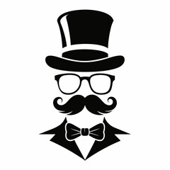 mustache and bow tie silhouette vector art illustration 