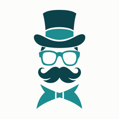 mustache and bow tie silhouette vector art illustration 